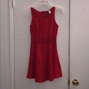 Mid length red dress